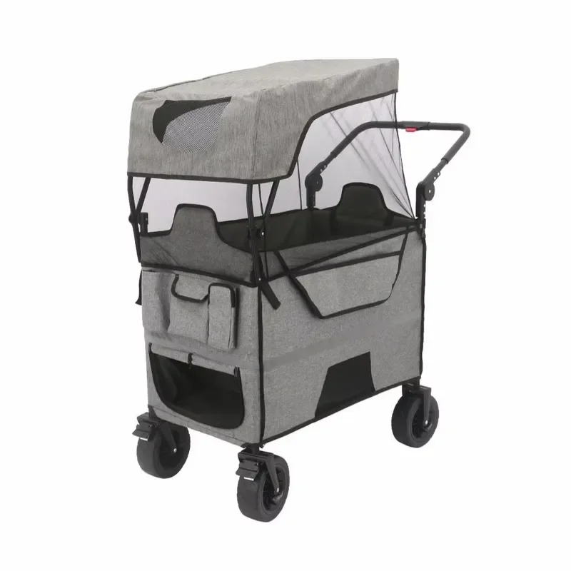 Factory Direct Sales of Four-Wheels Outdoor Camping Push-pull Carts Picnic Folding Carts Portable Shopping Carts