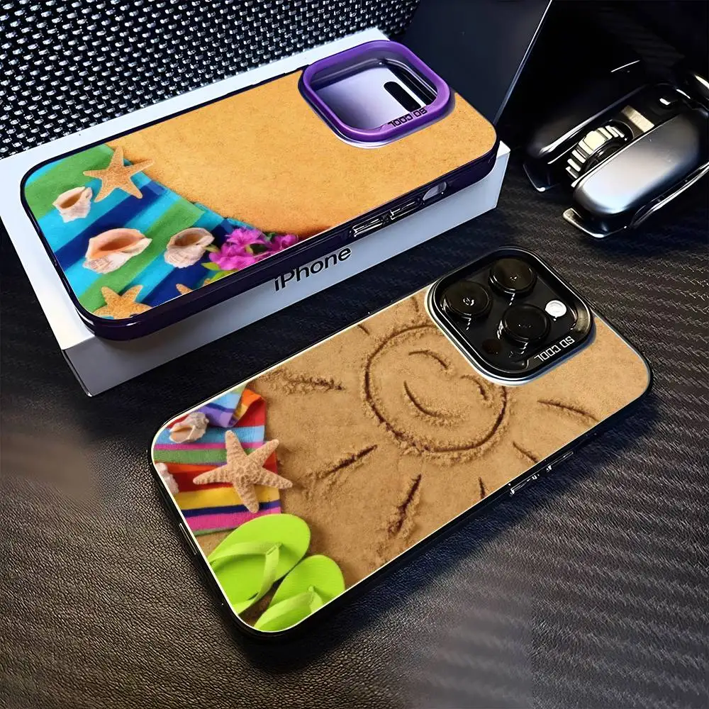 

Beach Vacation Phone Case For iPhone17,16,15,14,13,12,11 Plus,Pro Max Purple Matte Shockproof Cover