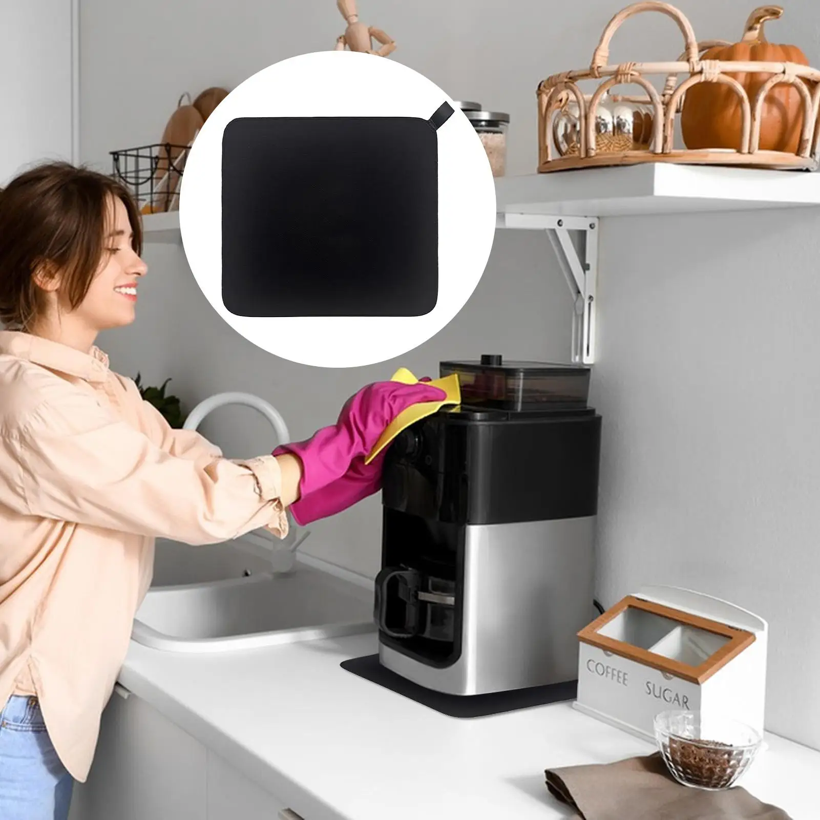 Coffee Slider For Countertop Double-Sided Coffee Maker Slider With Anti-Slip Base Rubber Protector For Renters Hotel Dorm Home