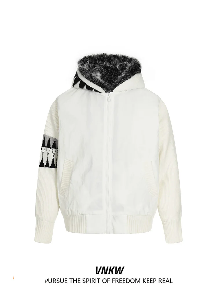 Thickened Cotton Jacket Hooded Padded Coat Unisex Winter Warm Fluffy Outerwear Cleanfit Style Couple Matching Coat Youth Trend
