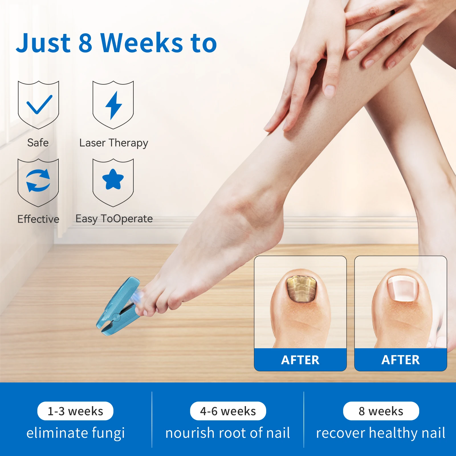 USB Rechargeable Nail Fungus Light Therapy Device 905nm 470nm Pulsed Light Phototherapy for Damaged Thick Toenail Care Portable Foot Cleanser Onychomycosis Repair Tool Fingernail Thickened Nails Restoration Machine Personal Home Outdoor Care Tool