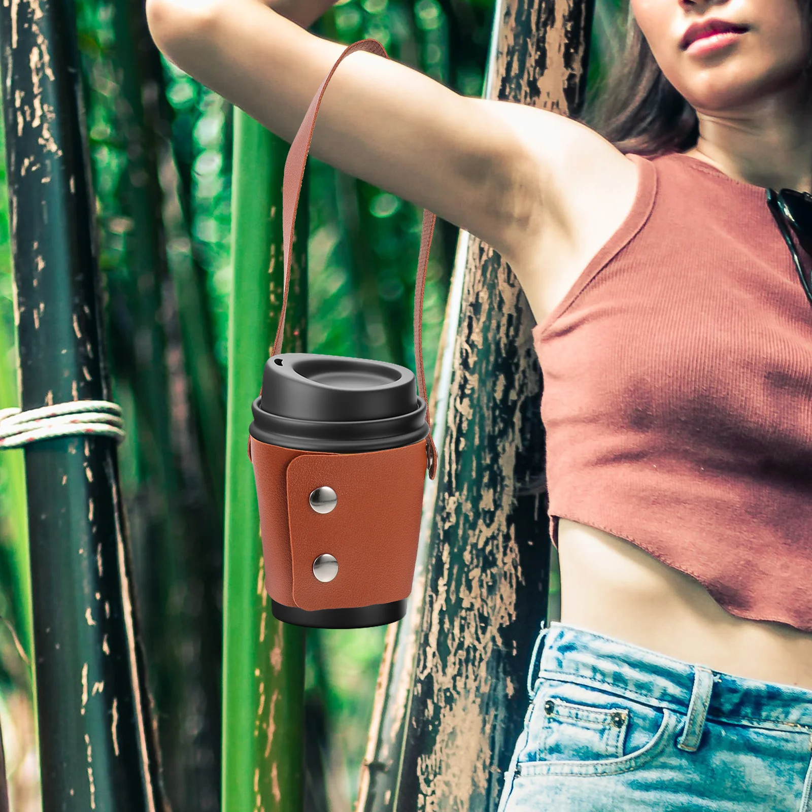 

Reusable Coffee Sleeve Handheld Cup Carrier Durable Classic Drink Cup Holder Lightweight Portable Water Bottle Sling