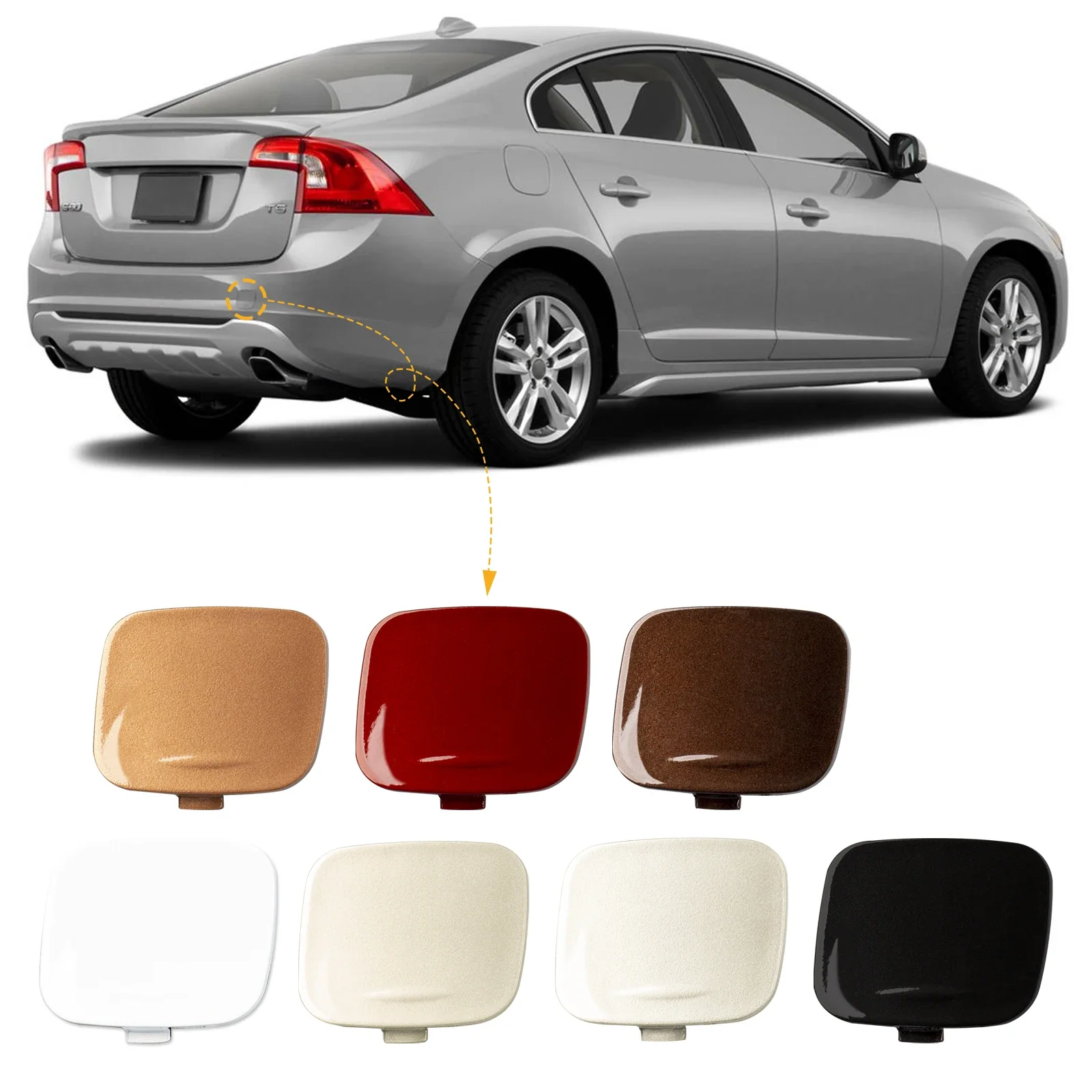 

Rear Bumper Tow Hook Cover Towing Eye Cap Lid Fit For VOLVO S60 2011-2018 39802591 30795029 Car Accessories