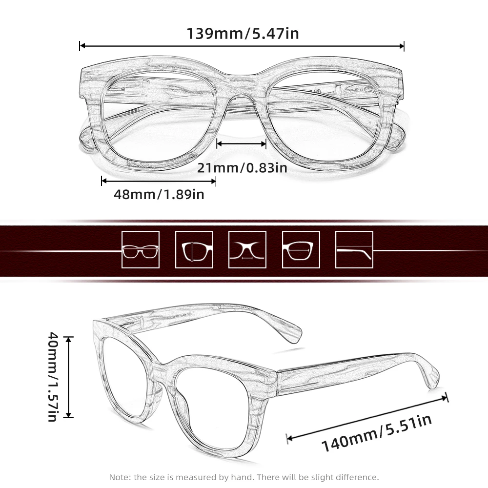 FORKING Occhiali da lettura da donna retrò Retro Anti Blue Ray Lenti ottiche da uomo 1.0 ~ 3.5 Occhiali da donna per ipermetropia presbite