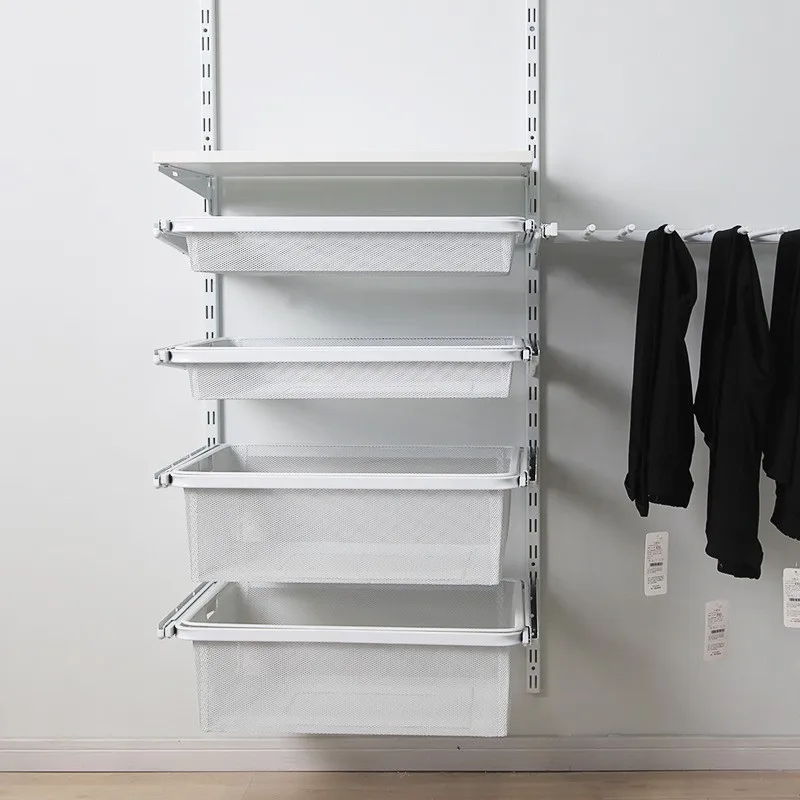 Cloakroom, drawers, wardrobe, telescopic pull basket, metal storage box, underwear compartment, storage drawer basket