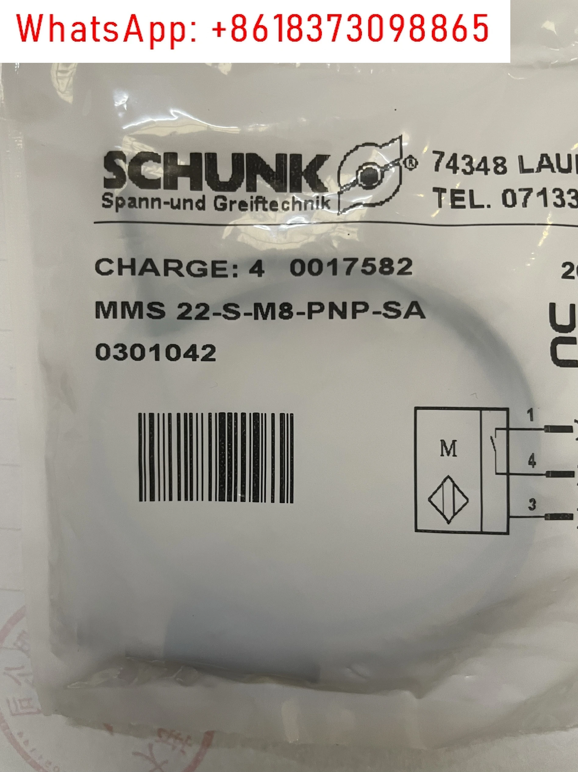 

1PCS SCHUNK 0301042 MMS 22-S-M8-PNP-SA Sensor