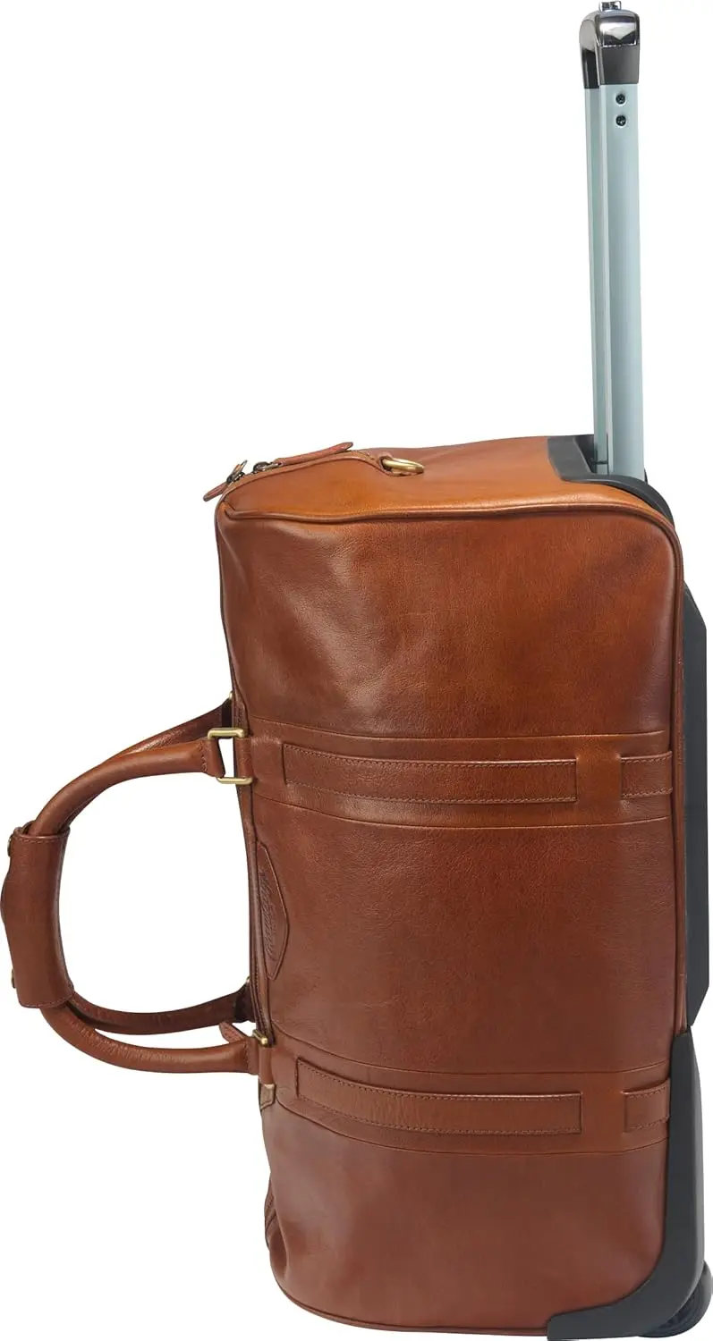 Wheeled Luggage Leather Travel Bag Equipped with Interior and Exterior Pockets for Versatile Storage