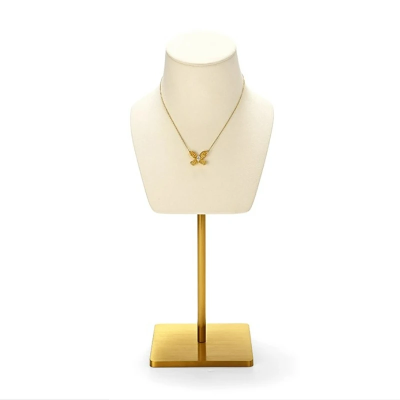 Jewelry necklace display stand, window display, metal high legged lifting portrait neck display stand