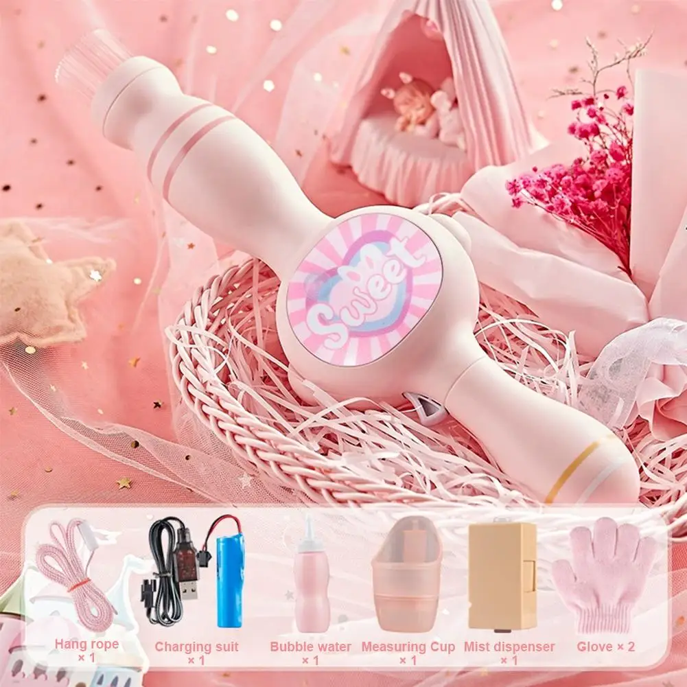 Smoke Bubble Machine Elastic Bubble Fog Wand with Magic Smoke Effect Portable Bubble Blower for Parties (Includes Water Bottles)