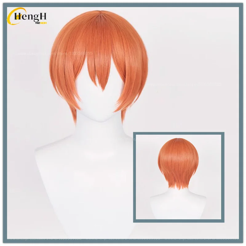 

In Stock Rin Hoshizora Synthetic Anime 30cm Unisex Orange Red Cosplay Wig Heat Resistant Hair Halloween Party Wigs +Free Wig Cap