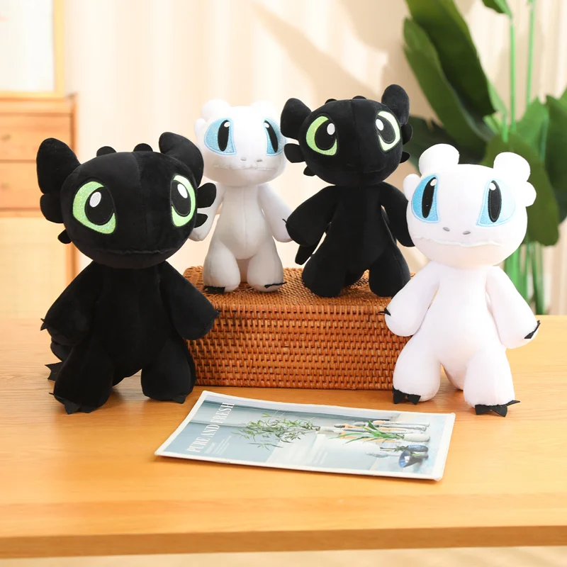 Cute Toothless Plush Toy Anime Plushie Toothless Stuffed White Black Dragon Doll Kids Gift Home Decor Kids Favorite