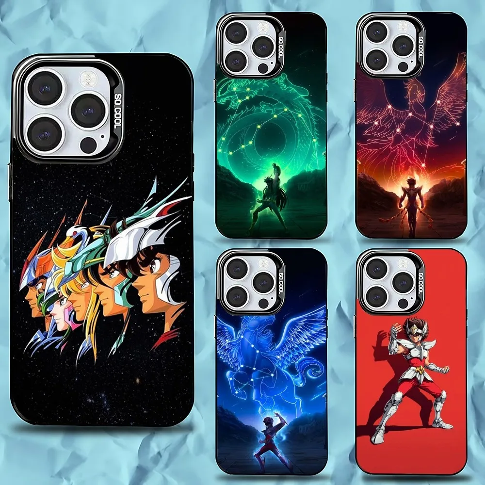 

S-Saint Seiya Knights Zodiac Phone Case For iPhone 16,15,14,13,12,11,Pro,Max,Plus,Mini,XS,SE Anti Fall Black Matte Hard Bumper
