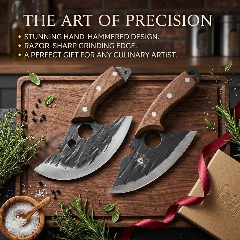 2 Pack Ultra Sharp Boning & Butcher Knives High Carbon Stainless Steel Wood Handle for Home Kitchen BBQ Meat Preparation