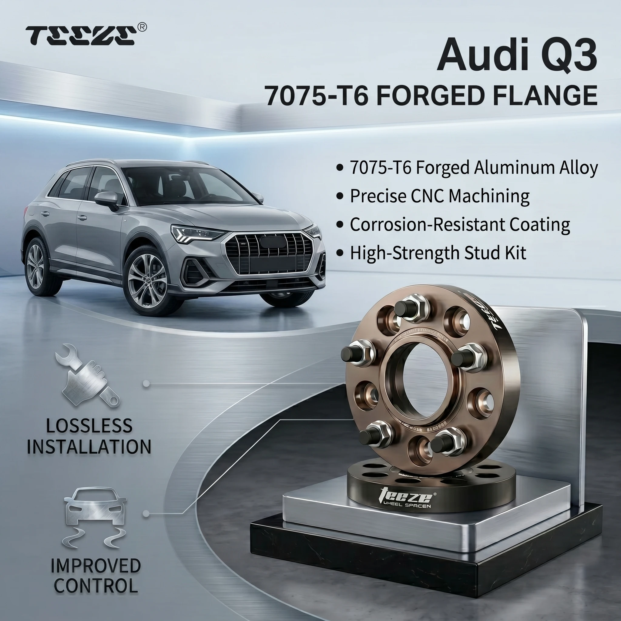 

Teeze 2/4pcs 5x112 57.1 M14 x 1.5 Hub Centric Black Forged wheel spacer For Audi Q3 Flange Plate 15/20/25/30/35mm