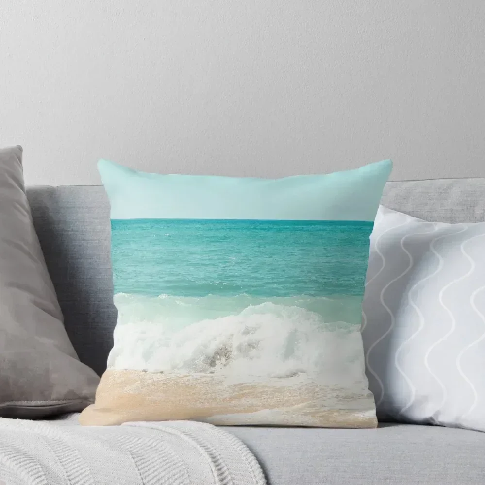 

Turquoise Blue Ocean Shore Waves Throw Pillow Luxury Pillow Cover Pillows Aesthetic Decorative Cover For Living Room pillow