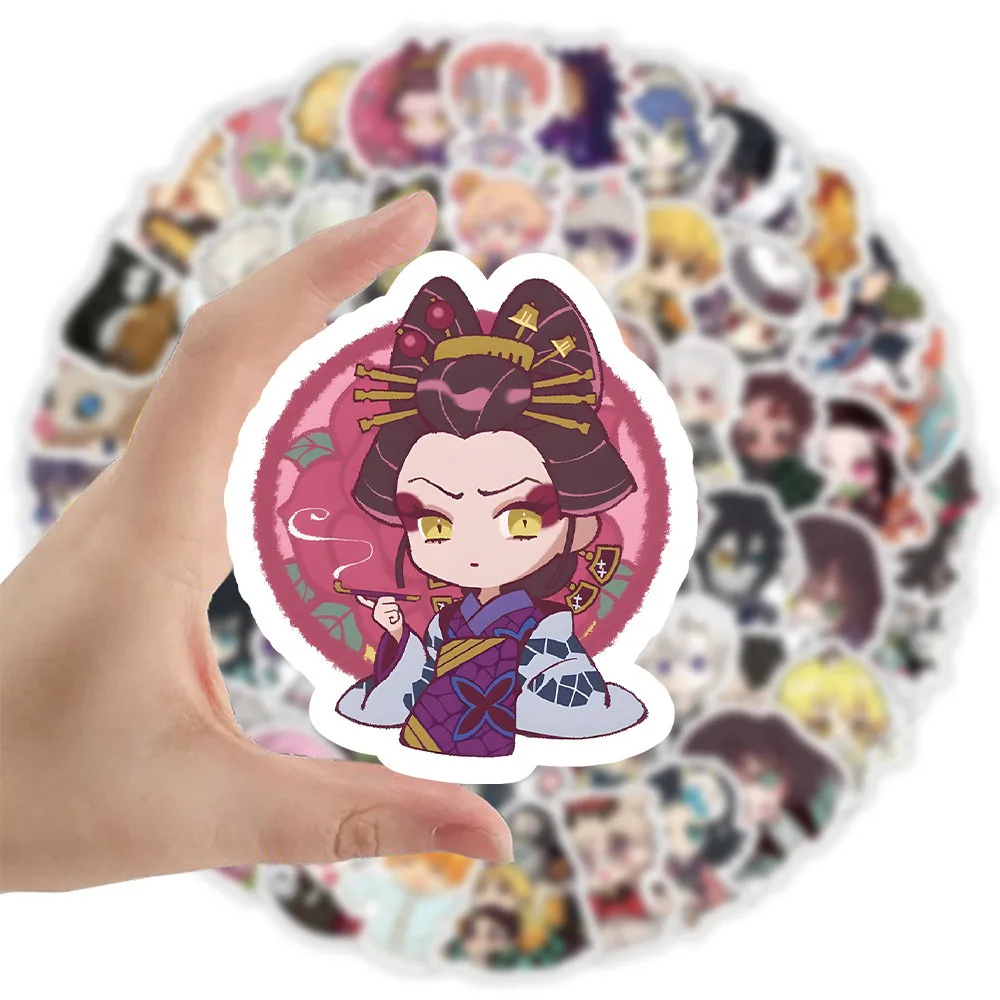 103 pezzi Q Vision Anime Demon Slayer simpatico cartone animato Graffiti adesivi per casco bicicletta conto a mano astuccio decalcomanie