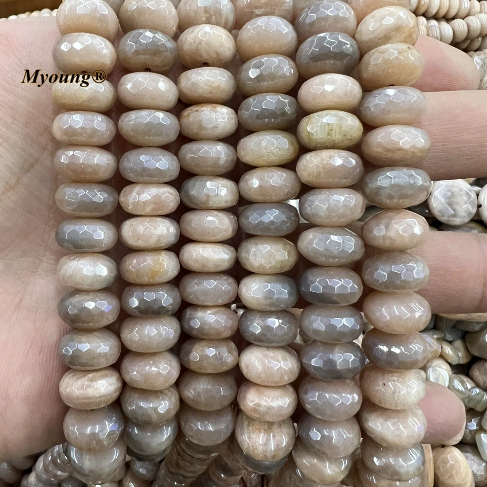 7x12MM AB Titanium Electroplated Natural Sunstone Rondelle Abacus Beads For DIY Jewelry Making