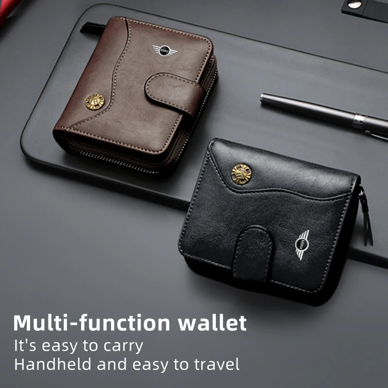 Fashion Luxury Wallet Leather Car Logo Card Holder Coin Purse For MINI Cooper One JCW R56 Countryman Paceman Clubman R58 R57 R55