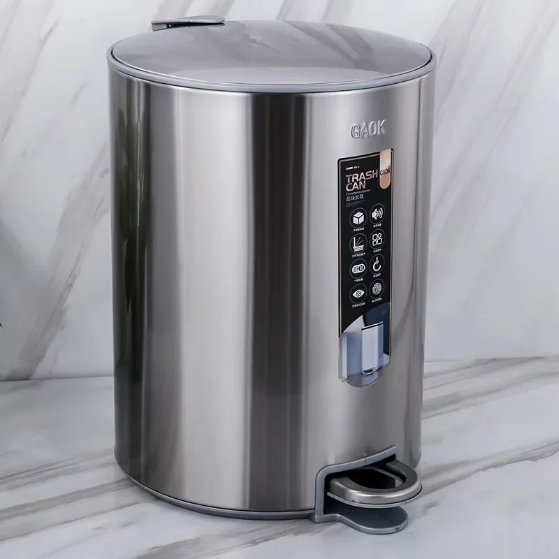 سلة مهملات من الفولاذ المقاوم للصدأ سلة مهملات أنيقة مناسبة للاستخدام الداخلي والخارجي، سلة مهملات من الفولاذ المقاوم للصدأ 304