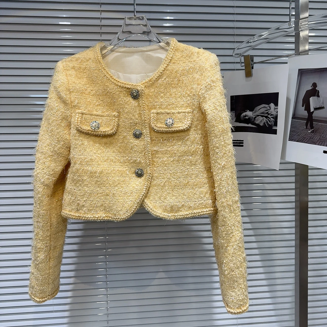 2025 Herbst neue ort helle Seide verdickte Wolloberbekleidung Damen Faion Knit Coquetti Sle runder Ne-Mantel