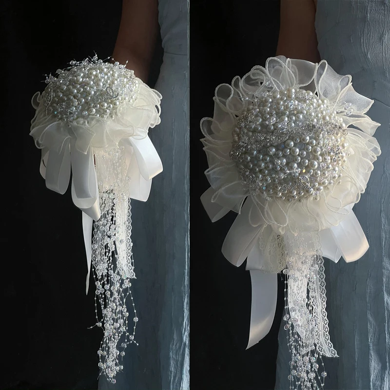 Bridal wedding finished pearl simulation bouquet to give girlfriends wedding gift handmade high-end bouquet