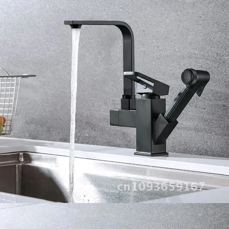 

Black Rotatable Sink Faucet Chrome Pull Out Bidet Spray Stainless Kitchen Crane Hot/Cold Taps Mixer Tap Steel Water