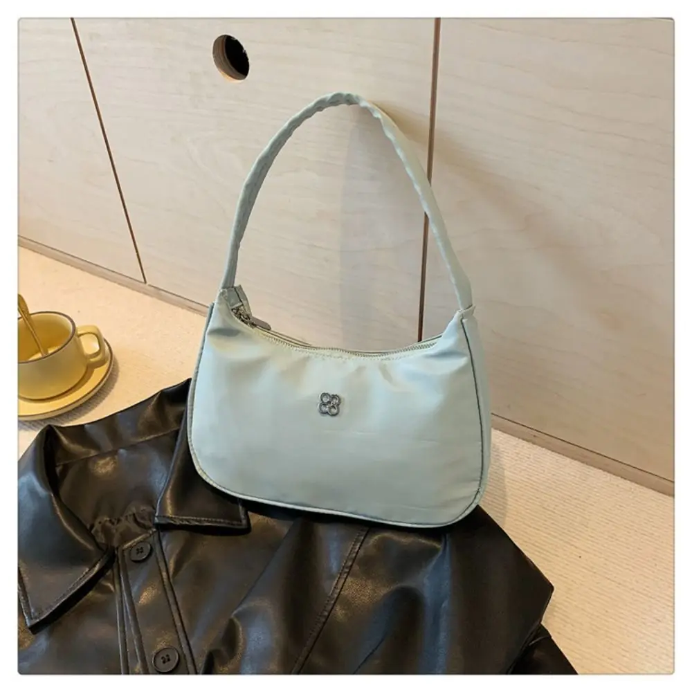 Fashion Nylon Women Underarm Bag Large Capacity Handbag Shoulder Bag Solid Color Travel Purse Hobos Bag