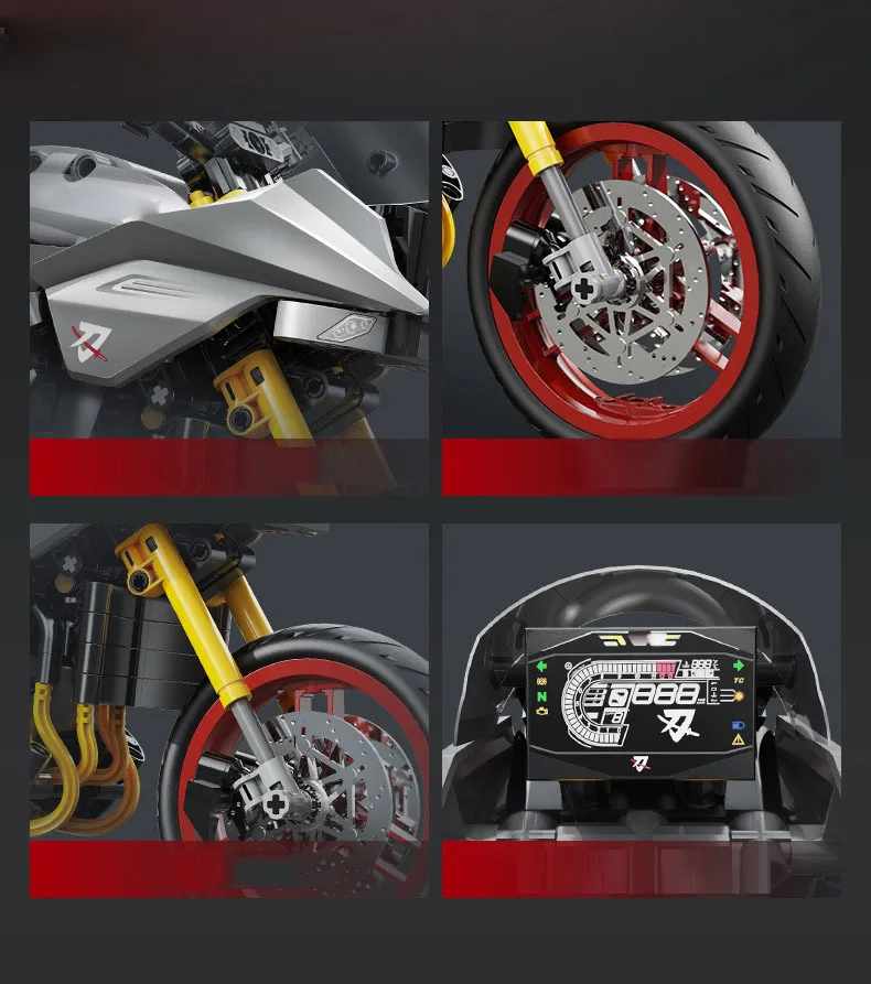 Technischer Japan-Motor-MOC-Baustein, Maßstab 1:6, 2022 Katana-Motorrad-Konstruktionsmodell, Bausteine, Spielzeug, Sammlerstück, ideal als Geschenk. – Detail 3