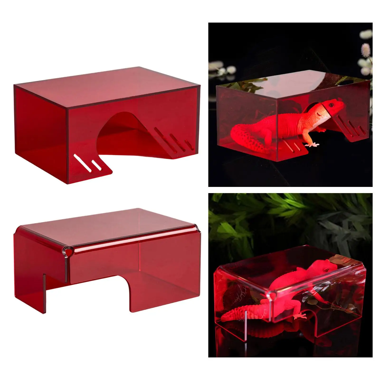 

Коробка для укрытия для рептилий, акриловое убежище, подглядывающая пещера, украшение среды обитания для маленькой ящерицы, змеи, геккона, грызунов, террариума