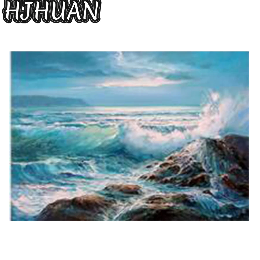 5D DIY Diamond Painting The waves of landscape Diamond embroidery  Cross Stitch Full Drill Embroidery Mosaic Pictures Home Decor