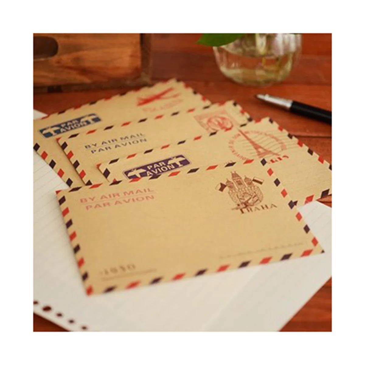 10 Pcs Kraft Paper Envolopes Postcard Envelopes Photo Storage Retro Western Style