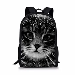 Mochilas escolares con estampado 3D de gato para niños y niñas, mochila escolar de 16 pulgadas, bolsa de libros para estudiantes de primaria