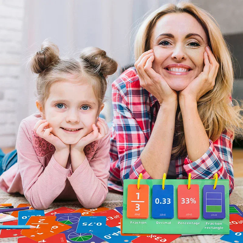 104PCS Decimal Fraction Percentage Conversion Cards Table Model Education Card Thinking Cognition Training Kids Educational Toys