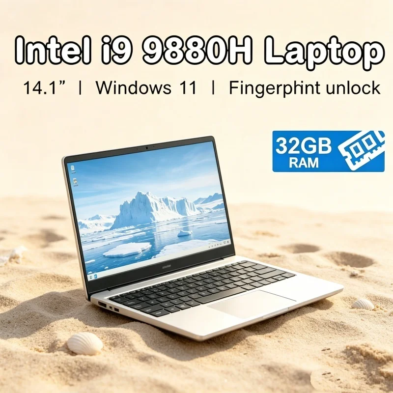 

Majestic 2026 Portable 14.1" HD Laptop Intel Core I9-9880H RAM SSD Corporeal Ultra Slim Windows 11 Core Daily Use Stylish Comput