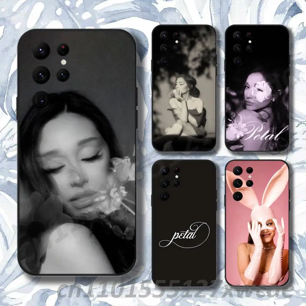 A-Ariana Grande Petal Phone Case For Samsung S10,S21,FE,S21 ,S26,S25,S24,S23,Ultra,S9,S22,Plus Black Shockproof Silicone Sof