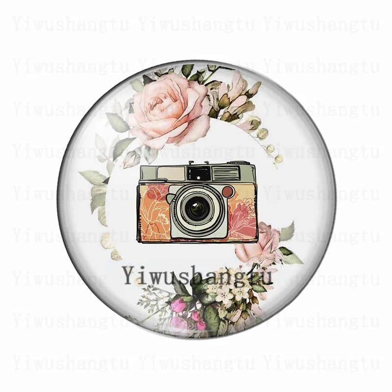 Cameras record beautiful things camera painting 12mm/20mm/25mm/30mm Round photo glass cabochon demo flat back Making findings