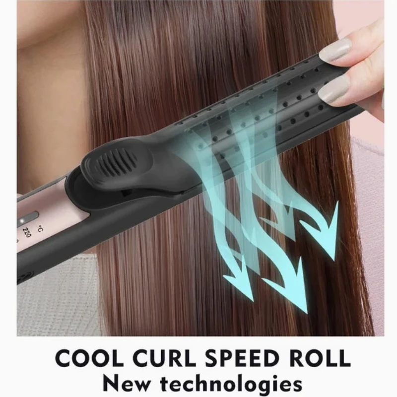 

New 2 In 1 Ceramic Cool Airflow Hair Styler Portable Hair Straightener And Curler 3D Floating Plate Cool Air Styler Flat Iron