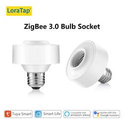 LoraTap Tuya Smart ZigBee 3.0 Led Bulb Socket Lamp Adapter Holder E27 Works with Google Home Alexa Echo Remote Control MQTT