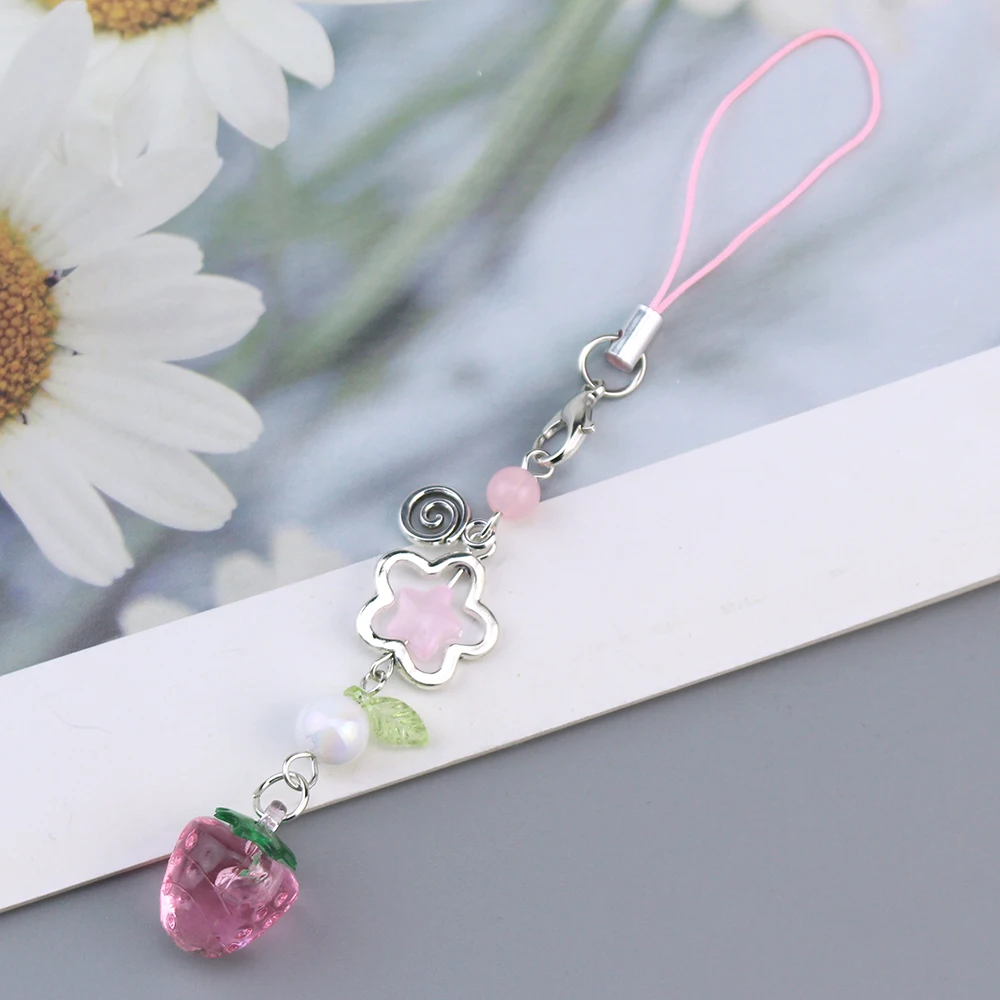 Sweet Y2K Cute Strawberry Keychain Cellphone Charm