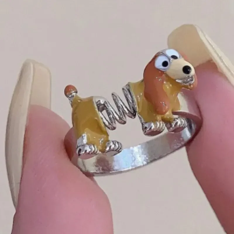 Kpop Y2K Cute Dog Ring Female Niche Design Spring Adjustable Ring For Girl Men Creative Grunge 2000s EMO Jewelry New Accessories