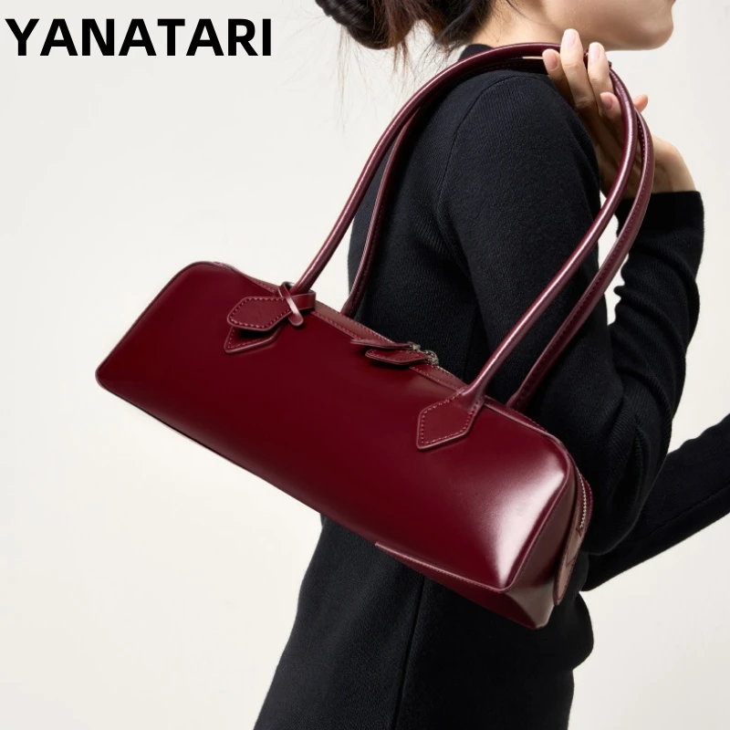 YANATARI genuine leather bag woman 2025 korean luxury bag vintage long shoulder bag Handbags ladies underarm Bag Shopping bag