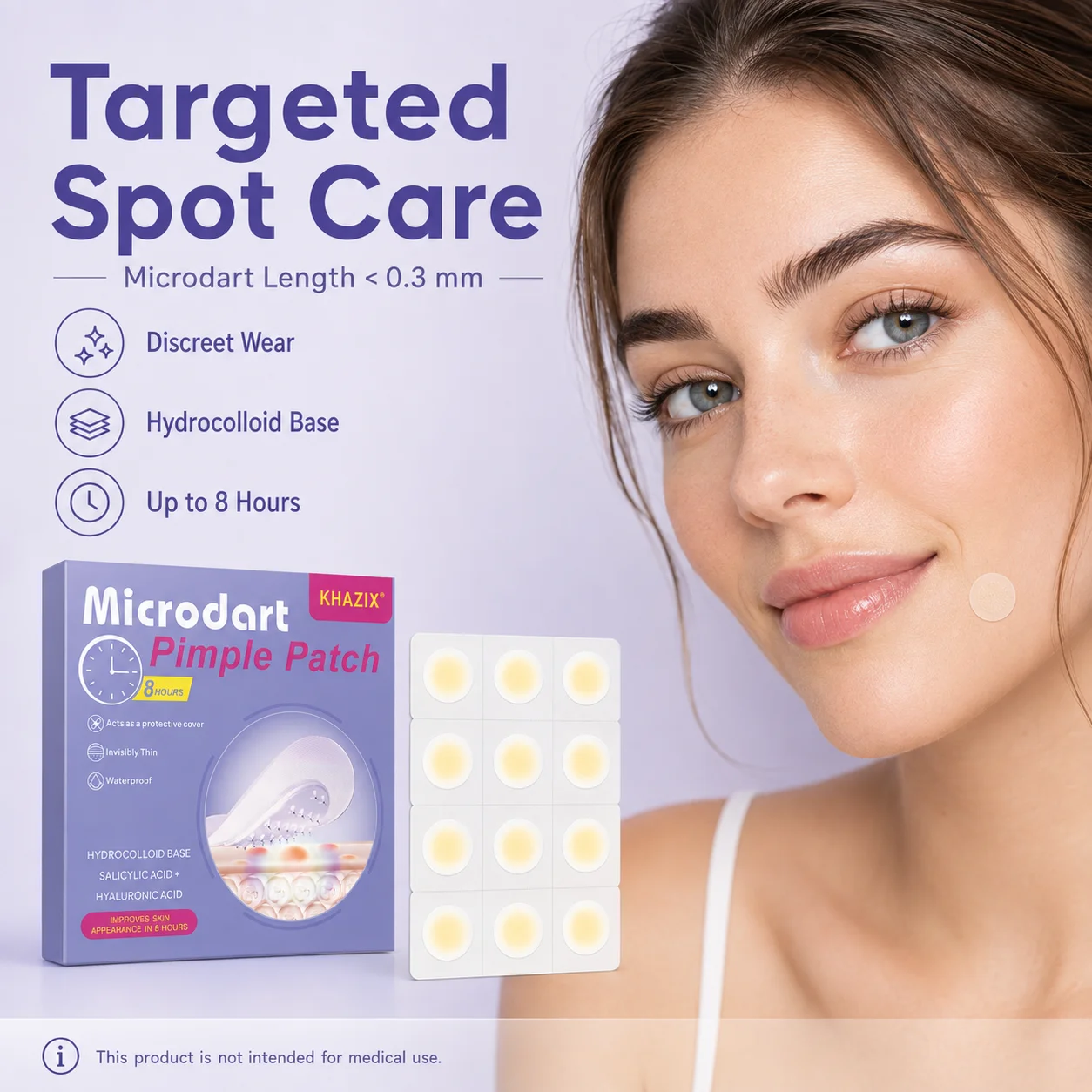 1 microneedle Pimple patches, facial acne patches,used to cover blemishes and invisible acne marks. The length of the microneedl
