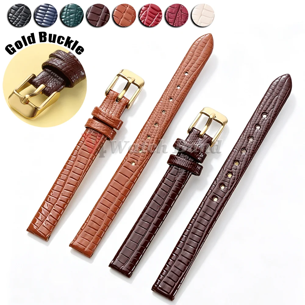 8mm 10mm 12mm 14mm 16mm Lizard Patterned Ultra-thin Leather Watch Strap for Women Watch Band Slim Wristband Universal Bracelets