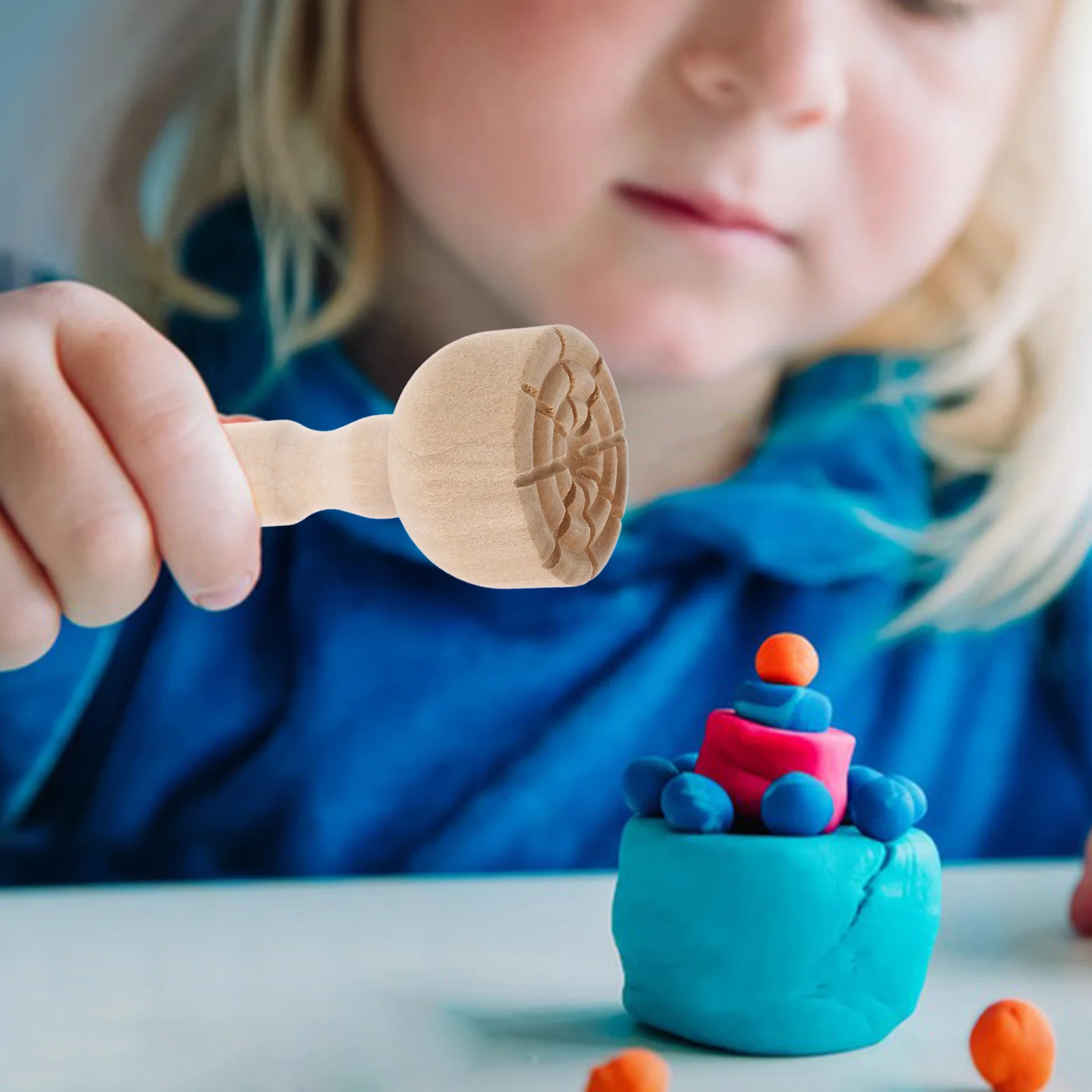 

2Pcs Wooden Handle Stamps Mold Kids Clay Stamps Clay Craft Pottery Stamp Set Wooden Carving Kit for Modeling