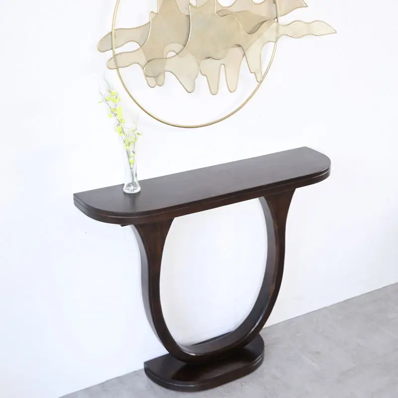 New Chinese style home against the wall log porch table ultra-narrow solid wood strip case aisle end view table supply table fan