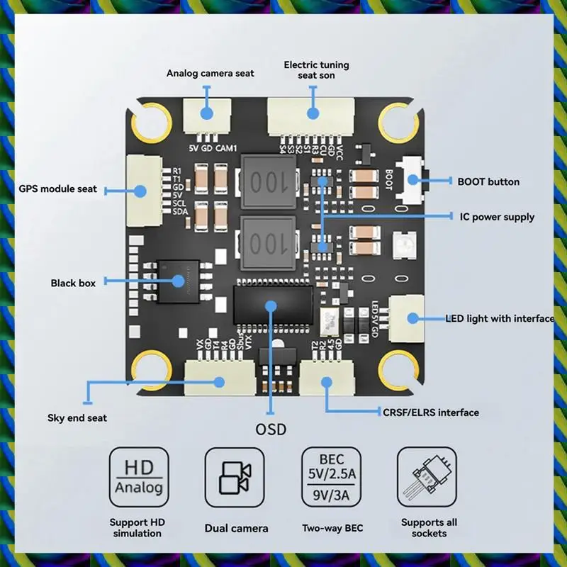 Harian F480 V3 FC & ESC FPV Stack F405 Pengendali Penerbangan V3 + 80A AM32 ESC BEC Ganda untuk Drone RC FPV