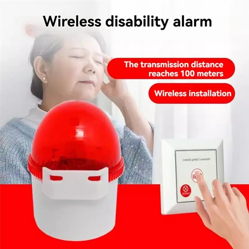 Home Caregiver Pager Alarm SOS Button Wireless Call Siren Alarm For Seniors Elderly Home Disabled Bathroom -Y41A