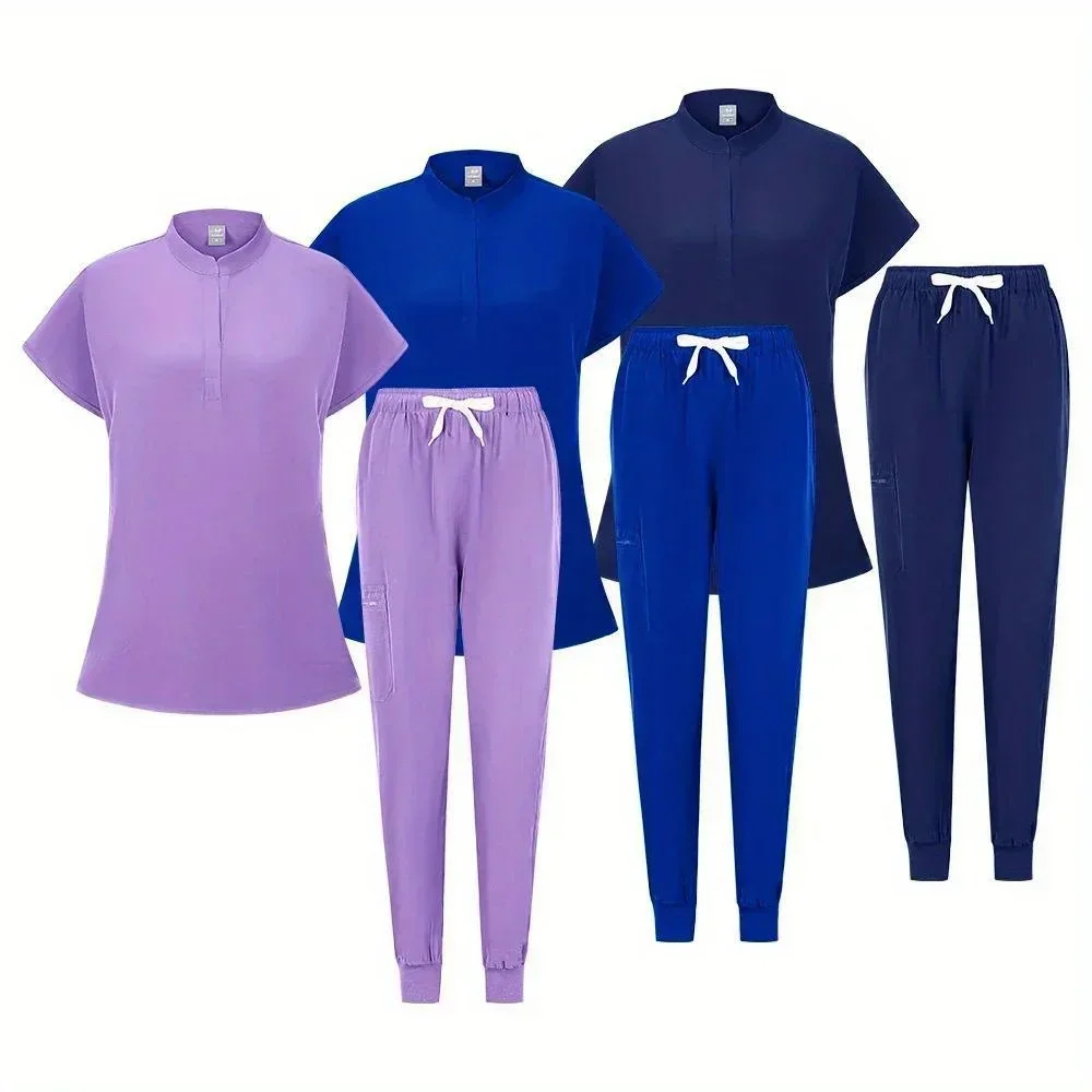 Women Scrubs Sets Polychrome Uniform Hospital Working Scrub Suits Nurse Suit Lab Workwear