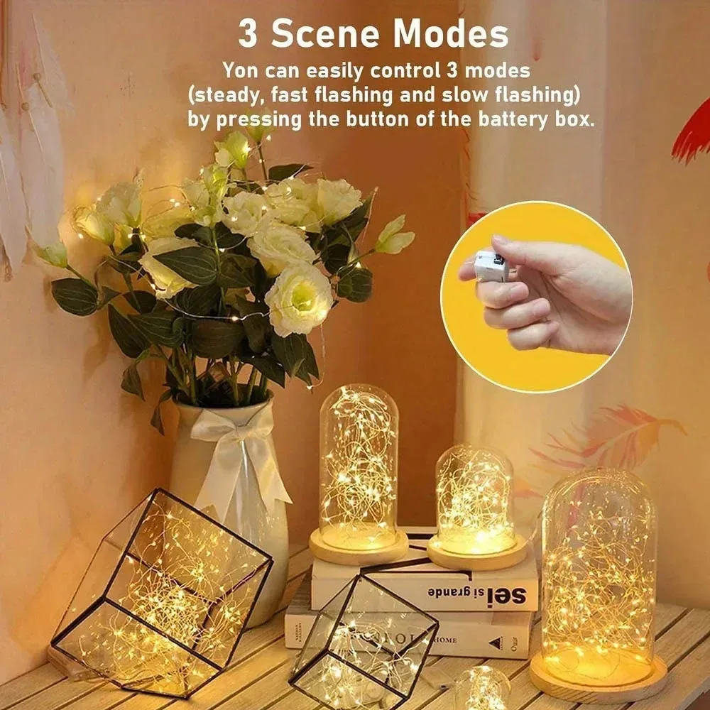 10PCS 1M/39.37 INCHLED 문자열 빛 배터리 운영 구리 와이어 요정 조명 깜박이 모드와 축제 장식 홈 장식