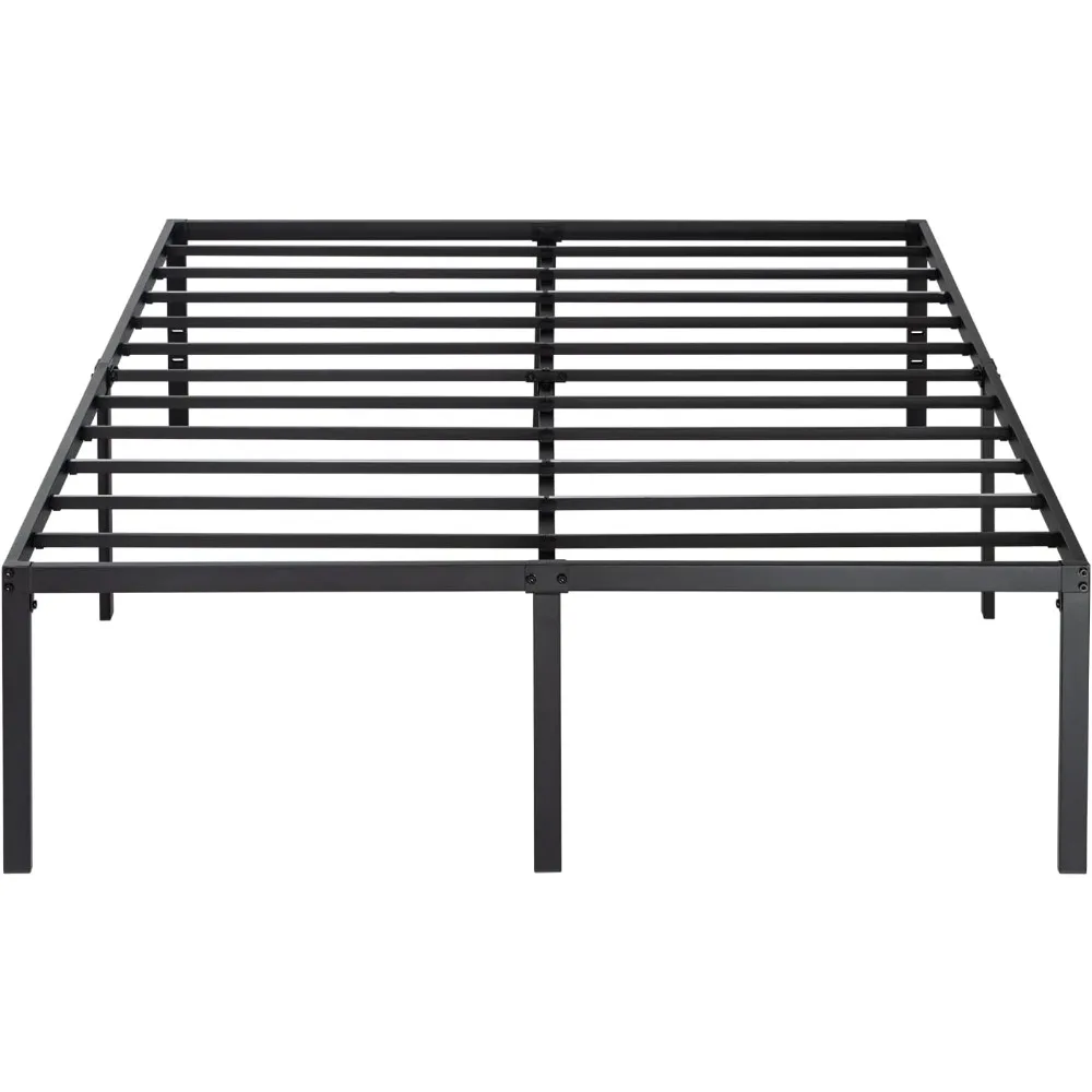 ikalido full size metal platform bed frame, heavy duty metal slats support with large storage space and reserved holes for diy h